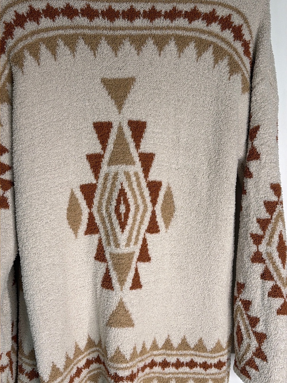 New In Cozy Neutral Aztec Patterned Open-Front Women's Sweater Cardigan. Size M - Picture 6 of 10